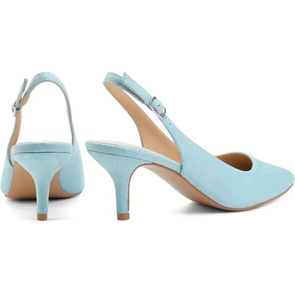 Women’s Low Heel Pumps  Closed Pointed Toe Kitten Heels for Women - Picture 4 of 4